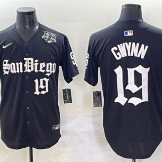 Men's San Diego Padres #19 Tony Gwynn Black Gothic Edition Vapor Limited Stitched Baseball Jersey