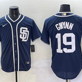 Men's San Diego Padres #19 Tony Gwynn Navy Cool Base Stitched Baseball Jersey