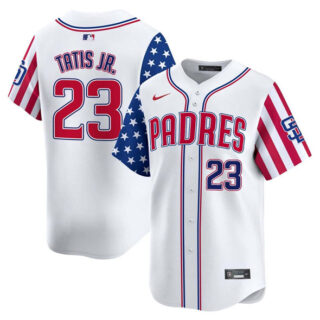 Men's San Diego Padres #23 Fernando Tatis Jr. White 2025 Independence Day Vapor Premier Limited Stitched Baseball Jersey