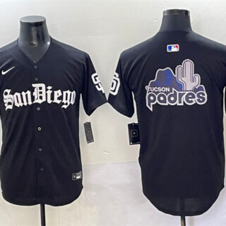 Men's San Diego Padres Team Big Logo Black Gothic Edition Vapor Limited Stitched Baseball Jersey