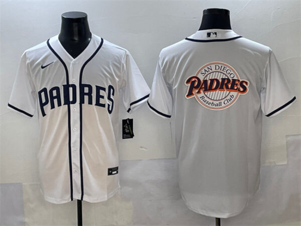 Men's San Diego Padres Team Big Logo White Cool Base Stitched Baseball Jersey 002