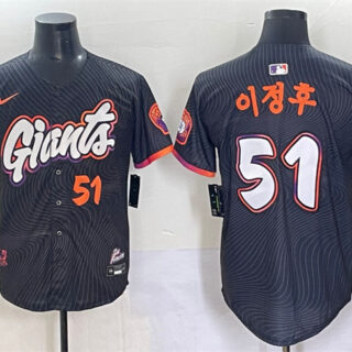 Men's San Francisco Giants #51 Jung Hoo Lee Korean Anthracite 2025 City Connect Limited Stitched Baseball Jersey