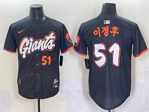 Men's San Francisco Giants #51 Jung Hoo Lee Korean Anthracite 2025 City Connect Limited Stitched Baseball Jersey