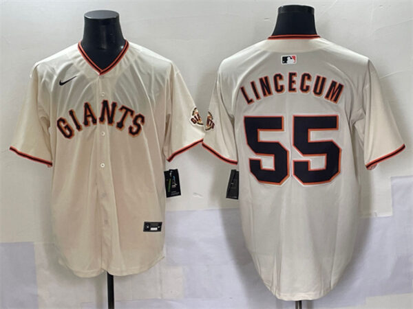 Men's San Francisco Giants #55 Tim Lincecum Cream 2024 Home Limited Stitched Baseball Jersey