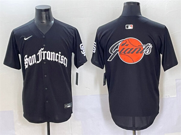 Men's San Francisco Giants Team Big Logo Black 'Gothic Fog Edition' Vapor Premier Limited Stitched Baseball Jersey