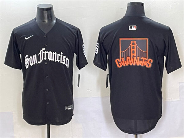 Men's San Francisco Giants Team Big Logo Black 'Gothic Fog Edition' Vapor Premier Limited Stitched Baseball Jersey