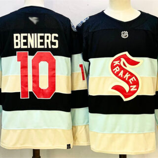 Men's Seattle Kraken #10 Matty Beniers Deep Sea Blue Winter Classic Stitched Hockey Jersey