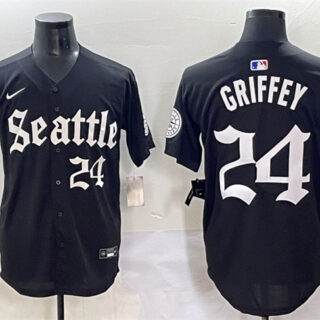 Men's Seattle Mariners #24 Ken Griffey Jr. Black 'Deep Sea Gothic Edition' Vapor Premier Limited Stitched Baseball Jersey