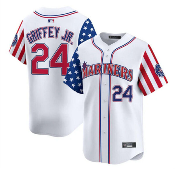 Men's Seattle Mariners #24 Ken Griffey Jr. White 2025 Independence Day Limited Stitched jersey