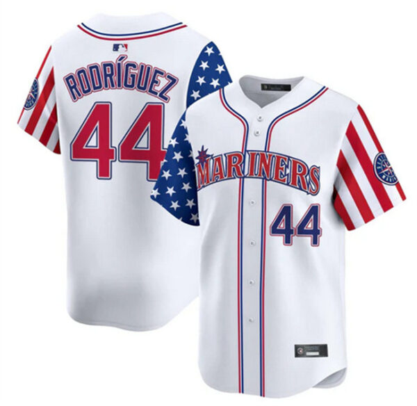 Men's Seattle Mariners #44 Julio Rodriguez White 2025 Independence Day Limited Stitched jersey