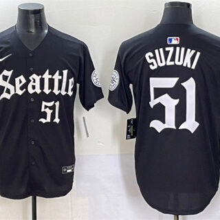 Men's Seattle Mariners #51 Ichiro Suzuki Black 'Deep Sea Gothic Edition' Vapor Premier Limited Stitched Baseball Jersey