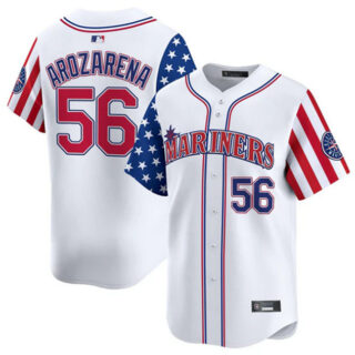 Men's Seattle Mariners #56 Randy Arozarena White 2025 Independence Day Limited Stitched jersey