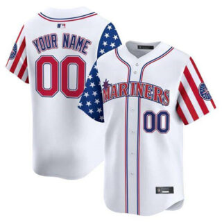 Men's Seattle Mariners Active Player Custom White 2025 Independence Day Limited Stitched jersey