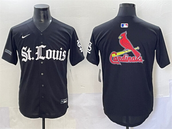 Men's St. Louis Cardinals Team Big Logo Black 'Gothic Legacy Edition' Vapor Premier Limited Stitched Baseball Jerseys