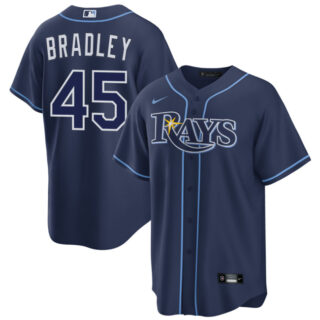 Men's Tampa Bay Rays #45 Taj Bradley Navy Cool Base Stitched Baseball Jersey
