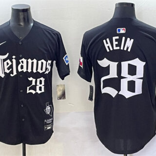 Men's Texas Rangers #28 Jonah Heim Black Gothic Mexico 2025 Vapor Premier Limited Stitched Baseball Jersey