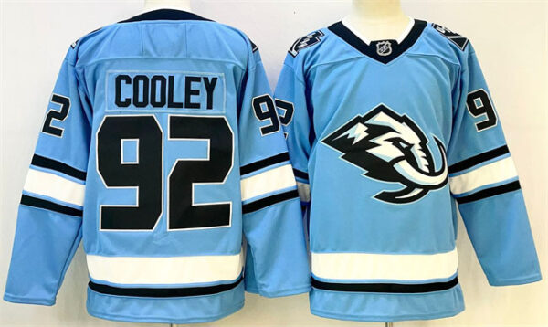 Men's Utah Mammoth #92 Logan Cooley Blue Stitched Jersey