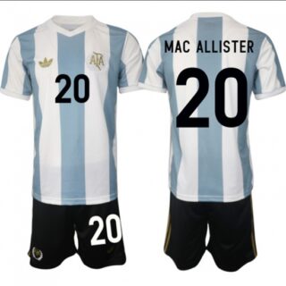Men's Argentina #20 Alexis Mac Allister White Blue 2024-25 50th Anniversary Home Soccer Jersey Suit