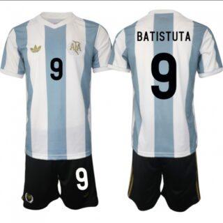 Men's Argentina #9 Gabriel Batistuta White Blue 2024-25 50th Anniversary Home Soccer Jersey Suit
