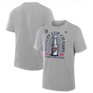Men's Florida Panthers Heather Gray 2025 Stanley Cup Champions Locker Room Big & Tall T-Shirt