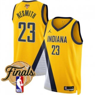 Men's Indiana Pacers #23 Aaron Nesmith Yellow 2025 Finals Statement Edition Stitched Basketball Jersey
