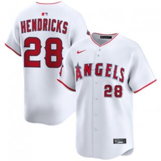 Men's Los Angeles Angels #28 Kyle Hendricks White 2024 Home Limited Stitched Baseball Jersey
