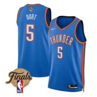 Men's Oklahoma City Thunder #5 Luguentz Dort Blue 2025 Icon Edition Stitched Basketball Jersey