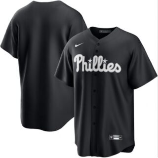 Men's Philadelphia Phillies Blank Black Lights Out Limited Stitched Baseball Jersey