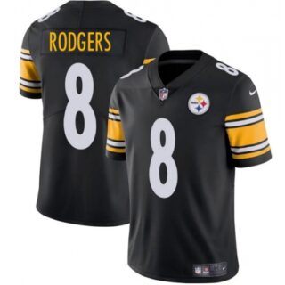 Men's Pittsburgh Steelers #8 Aaron Rodgers Black 2025 Vapor Limited Football Stitched Jersey