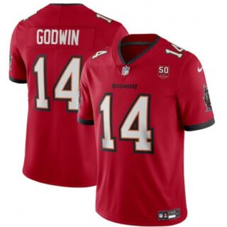 Men's Tampa Bay Buccaneers #14 Chris Godwin Red 2025 50th Season Vapor Untouchable Limited Football Stitched Jersey