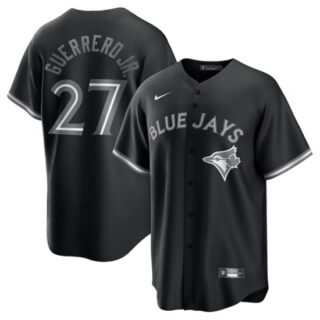 Men's Toronto Blue Jays #27 Vladimir Guerrero Jr. Black Lights Out Limited Stitched Jersey