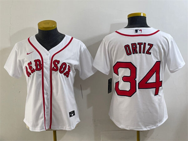 Women's Boston Red Sox #34 David Ortiz White Cool Base Stitched Jersey(Run Small)