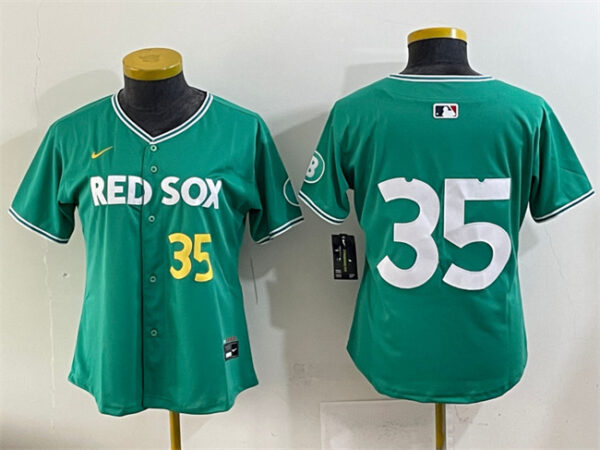 Women's Boston Red Sox #35 Garrett Crochet Green 2025 City Connect Limited Stitched Baseball Jersey(Run Small)