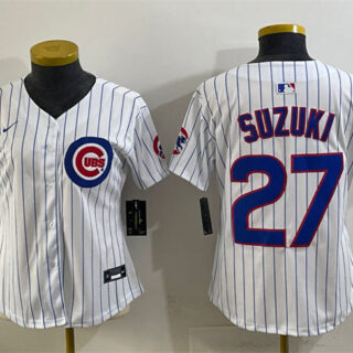 Women's Chicago Cubs #27 Seiya Suzuki White Home Limited Stitched Baseball Jersey(Run Small)