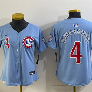Women's Chicago Cubs #4 Pete Crow-Armstrong Blue 2024 25 2nd Alternatemited Stitched Baseball Jersey(Run Small)