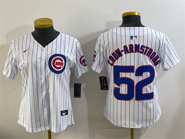 Women's Chicago Cubs #52 Pete Crow-Armstrong White Home Limited Stitched Baseball Jersey(Run Small)