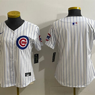 Women's Chicago Cubs Blank White Home Limited Stitched Baseball Jersey(Run Small)