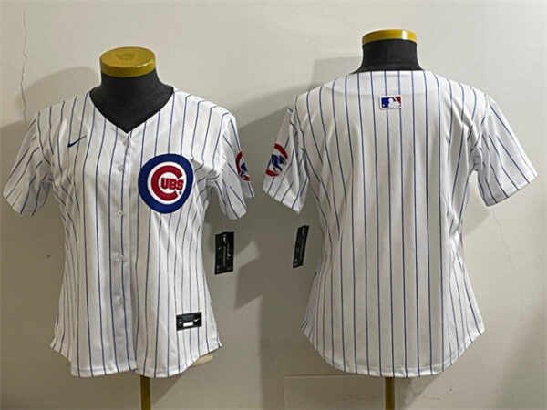 Women's Chicago Cubs Blank White Home Limited Stitched Baseball Jersey(Run Small)