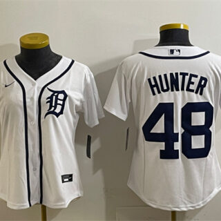 Women's Detroit Tigers #48 Brant Hurter White Cool Base Stitched Baseball Jersey(Run Small)