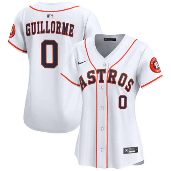 Women's Houston Astros #0 Luis Guillorme White Home Limited Stitched Baseball Jersey(Run Small)
