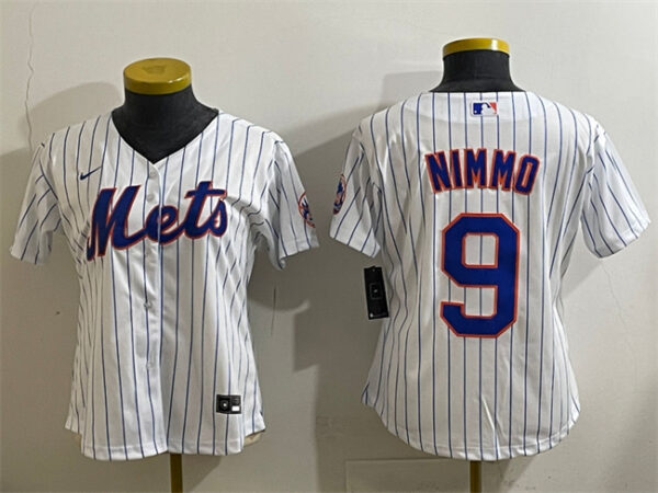 Women's New York Mets #9 Brandon Nimmo White Cool Base Stitched Baseball Jersey(Run Small)