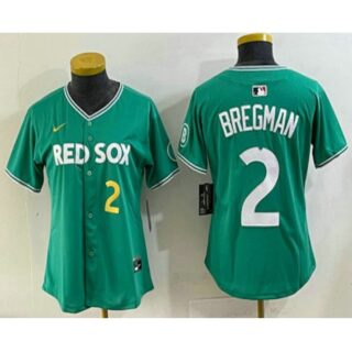 Women's Boston Red Sox #2 Alex Bregman Green 2025 City Connect Player Name Limited Jersey