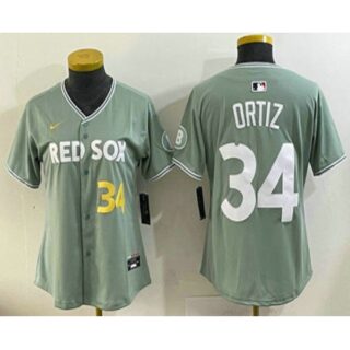Women's Boston Red Sox #34 David Ortiz Light Green 2025 City Connect Player Name Limited Jersey