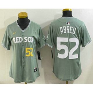 Women's Boston Red Sox #52 Wilyer Abreu Light Green 2025 City Connect Player Name Limited Jersey