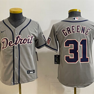 Youth Detroit Tigers #31 Riley Greene Grey Cool Base Stitched Baseball Jersey