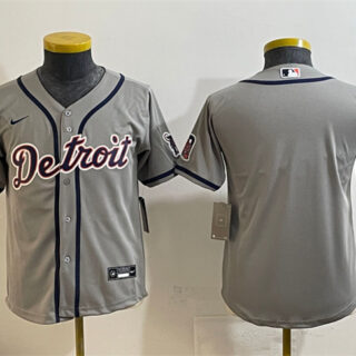 Youth Detroit Tigers Blank Grey Cool Base Stitched Baseball Jersey