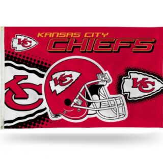 2Pcs NFL Kansas City Chiefs Helmet 3-Foot by 5-Foot Single Sided Banner Flag with Grommets