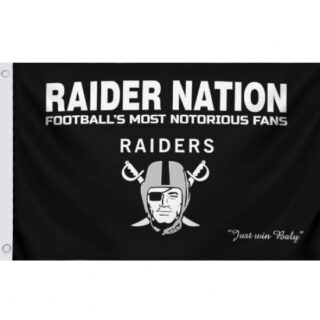 2Pcs Oakland Raiders 3x5 Feet Raiders Nation Flag with 2 Brass Grommets - Polyester Banner for Garage Man Cave Wall Decoration - Raiders Nation USA America
