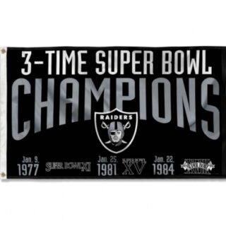 2Pcs WinCraft Las Vegas Raiders 3X and 3 Time Super Bowl Champions Flag Outdoor Indoor 3x5 Foot Banner