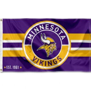2Pcs WinCraft Minnesota Vikings Patch Button Circle Logo Flag Large 3x5 Banner